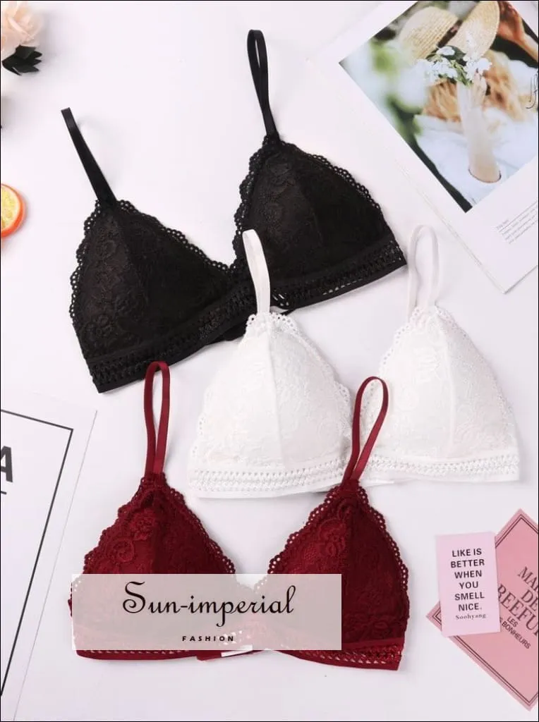 Lace French Style Bralette Seamless Deep V Lace Bra Wireless thin