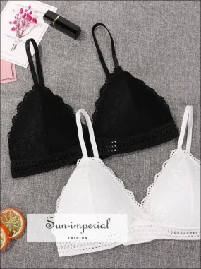 Lace French Style Bralette Seamless Deep V Lace Bra Wireless thin