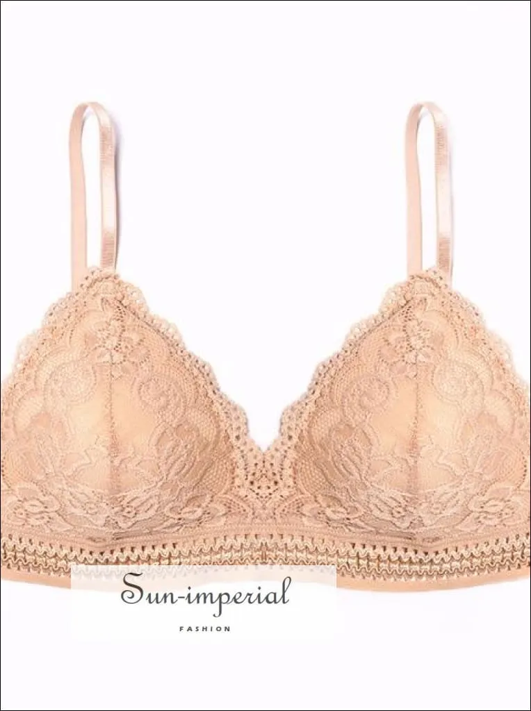 Lace French Style Bralette Seamless Deep V Lace Bra Wireless thin