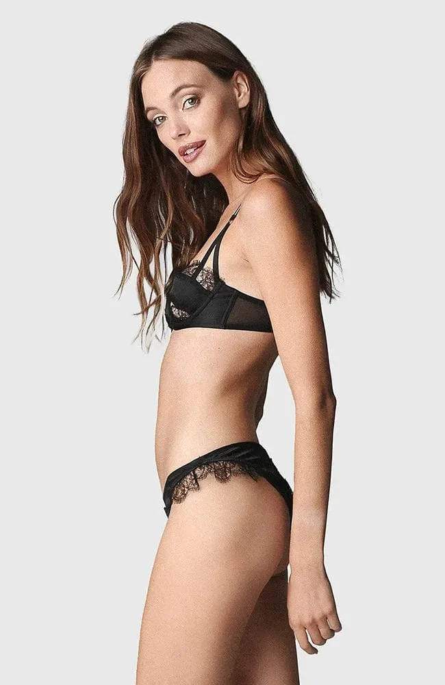 Lace Inset Balconette Bra & Thong Set