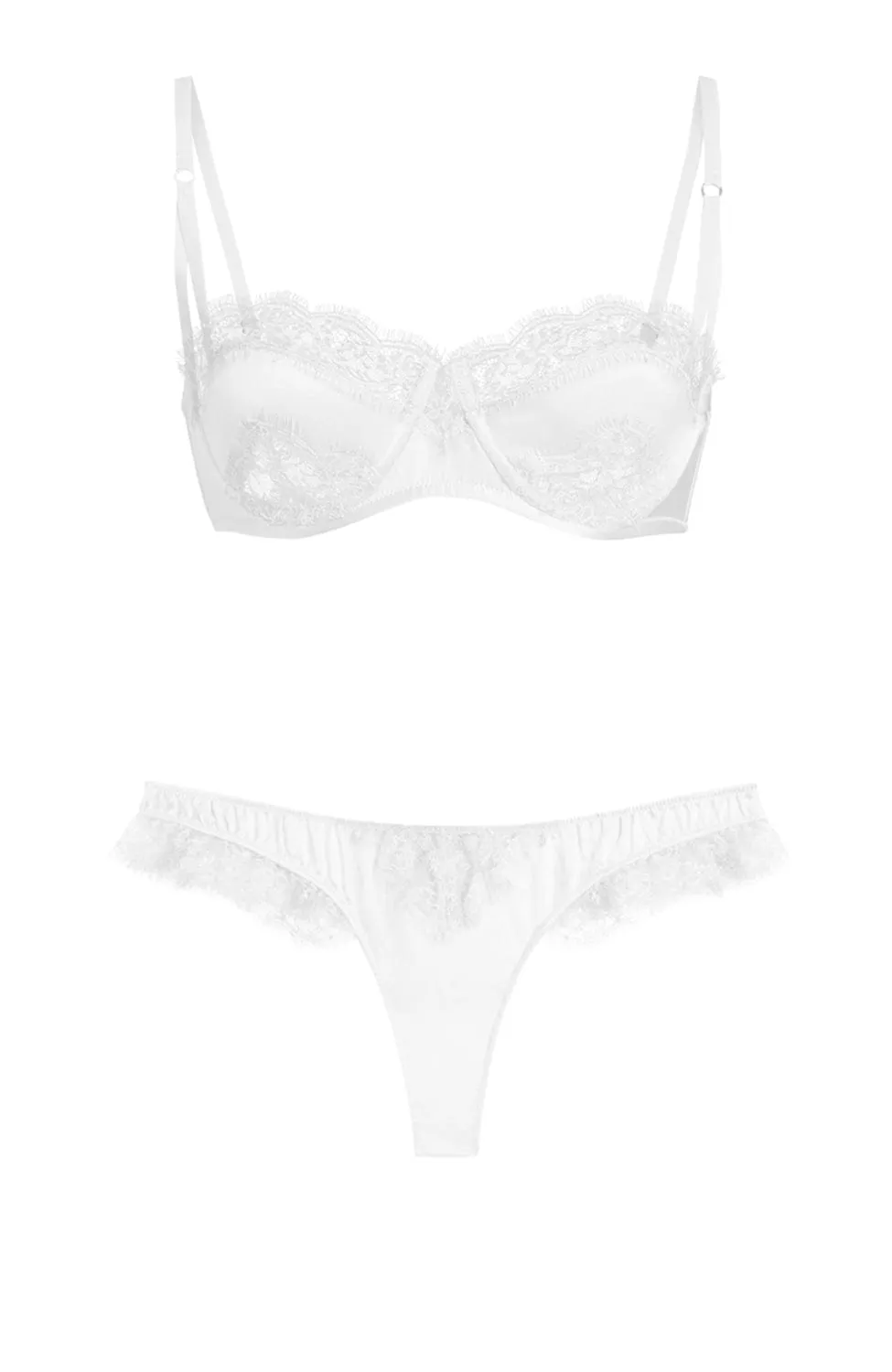 Lace Inset Balconette Bra and Thong Set