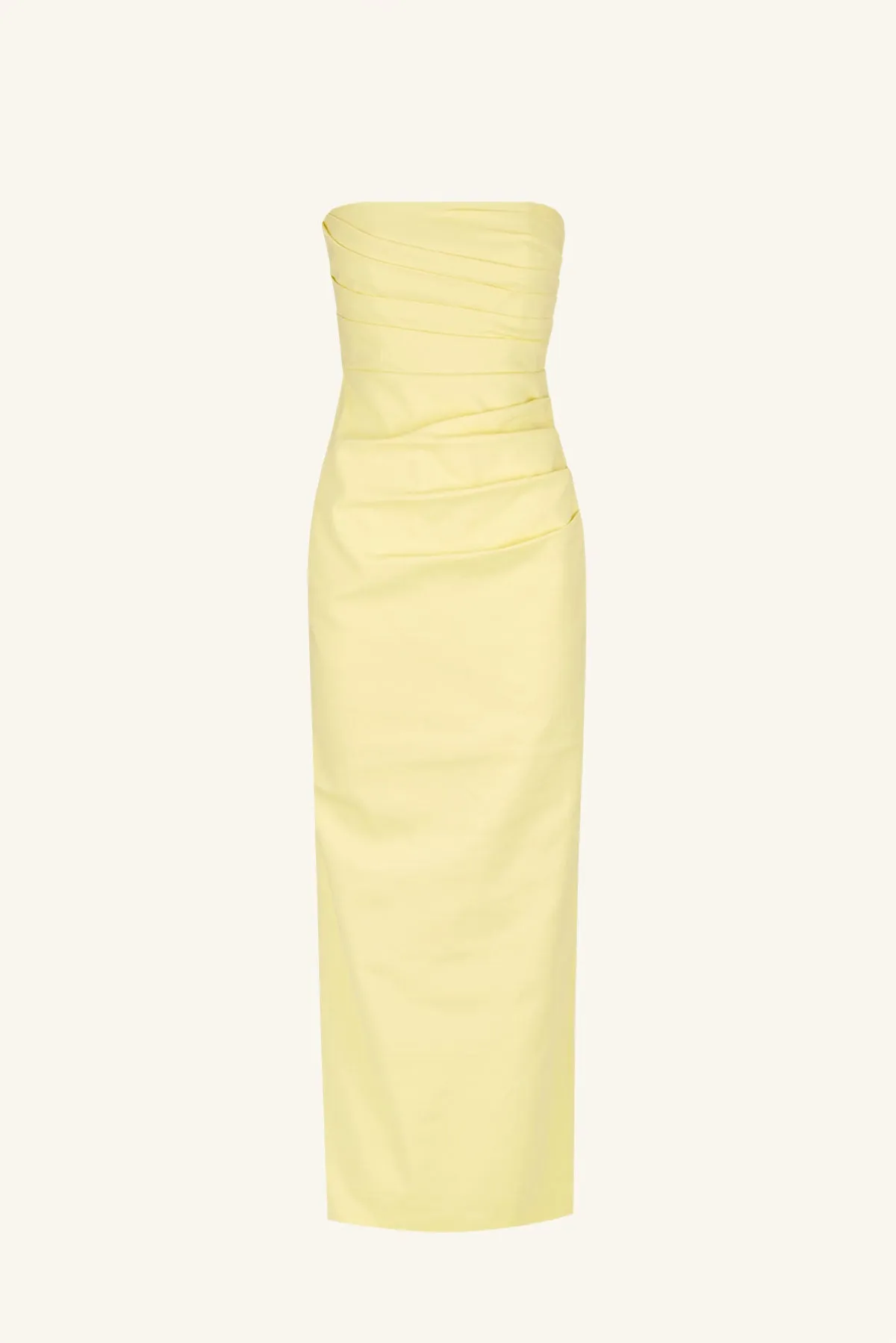 LANI STRAPLESS DRAPED MAXI DRESS - LEMON