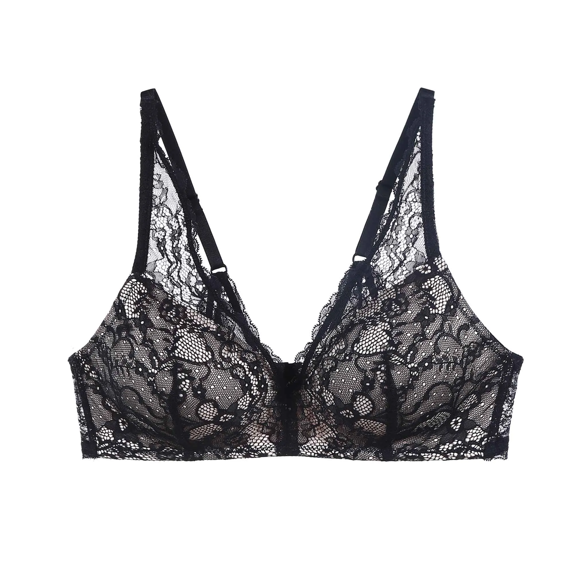 LISA Sexy Recycled Lace Wireless Black Bra