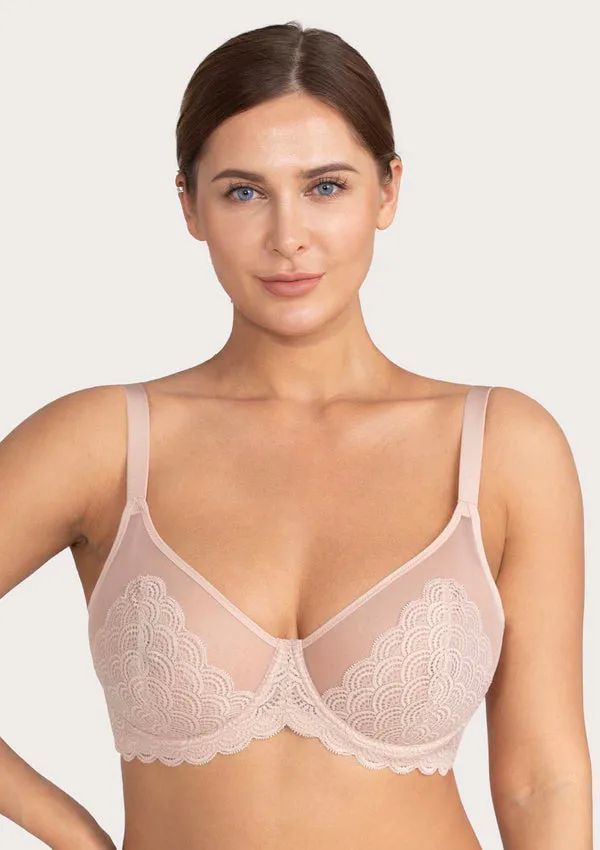 Mermaid Scales Lace Beige Unlined Underwire Bra