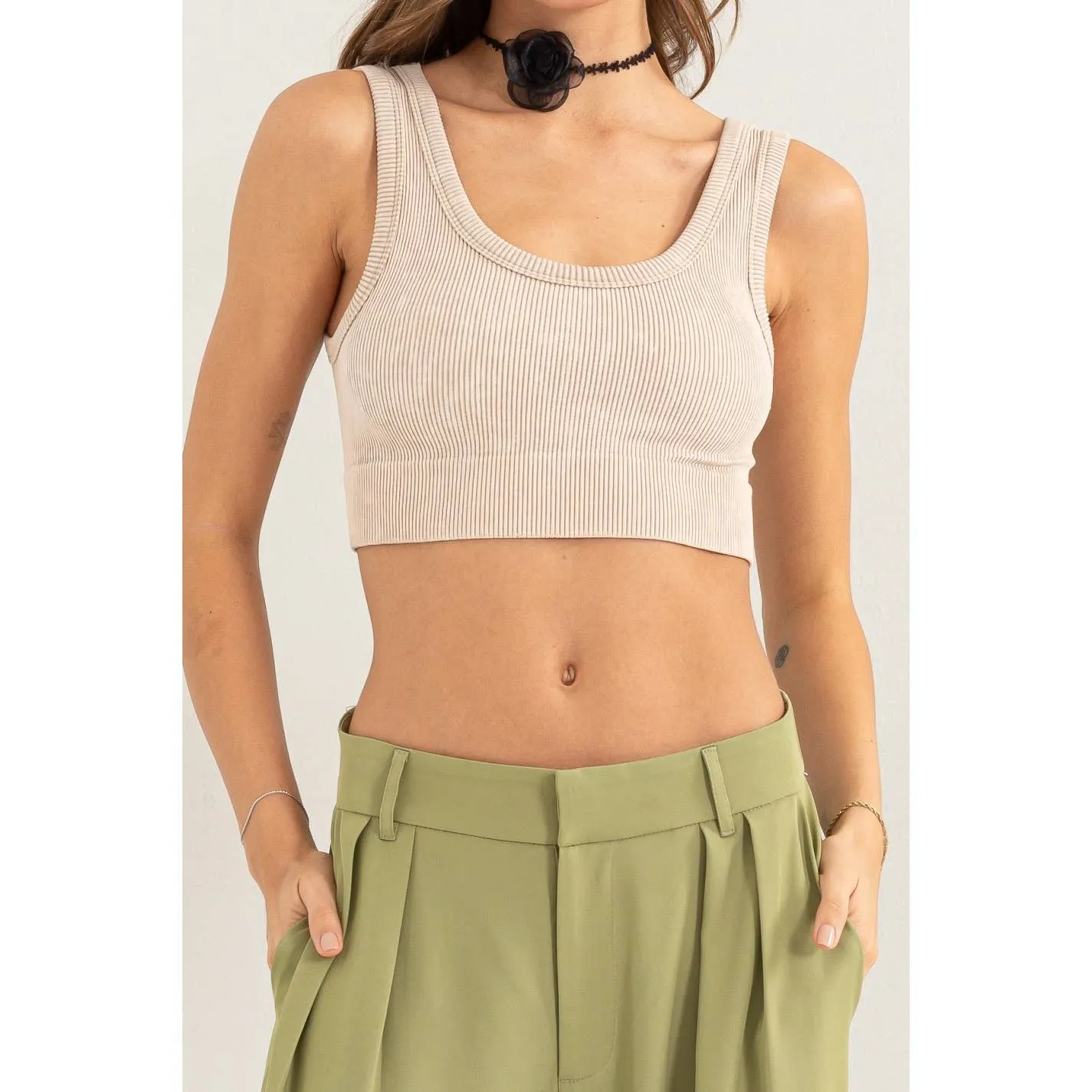 MINERAL WASH SEAMLESS BRA TOP