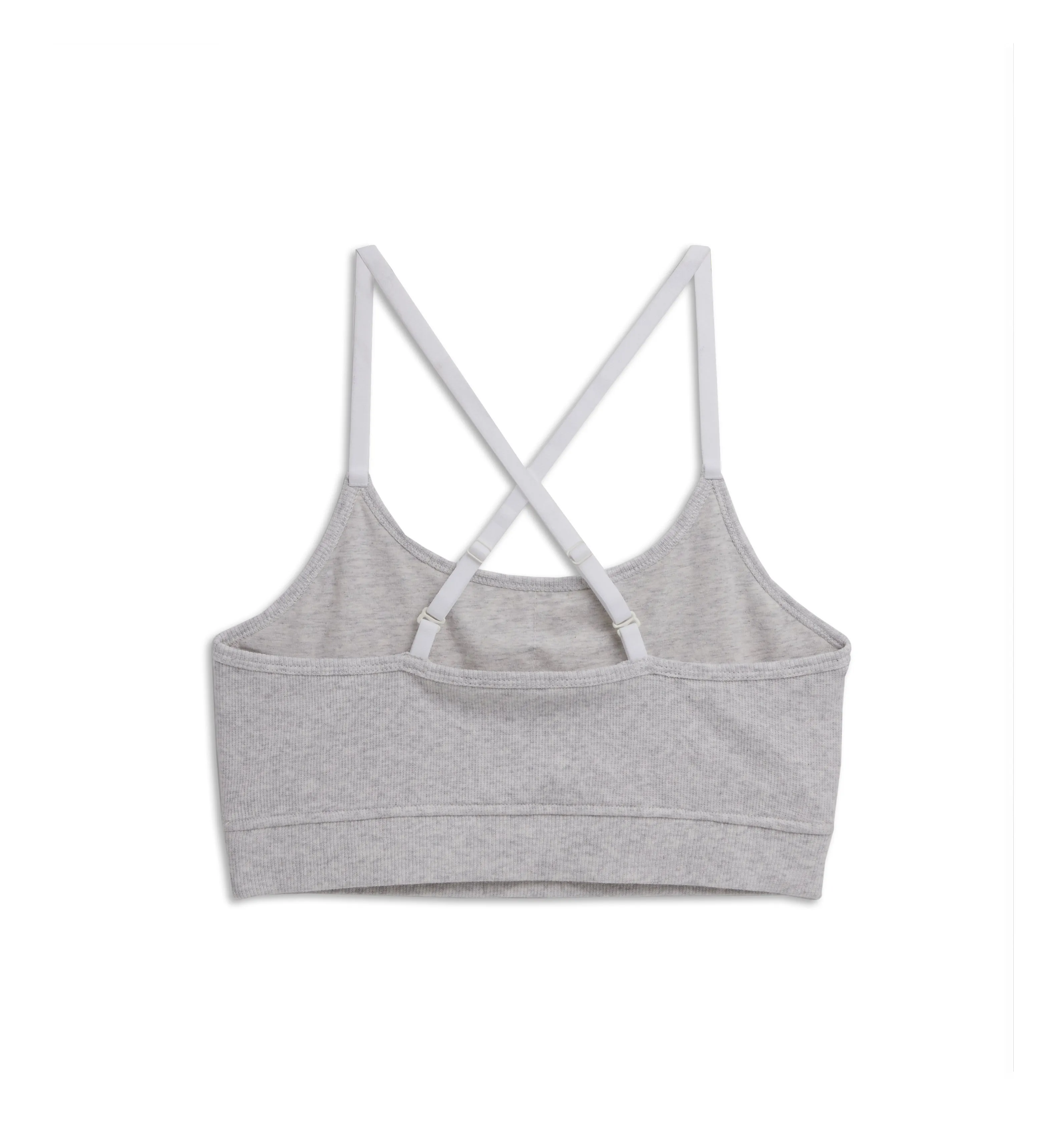 Organic Cotton Rib Low Cut Soft Bra - Cloud Gray