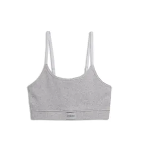 Organic Cotton Rib Low Cut Soft Bra - Cloud Gray