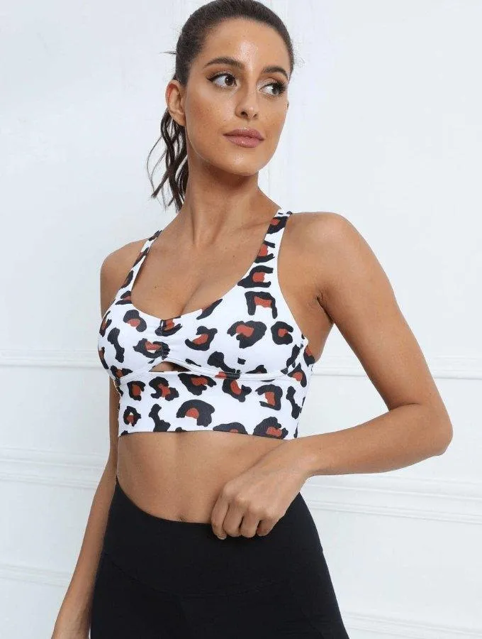 PEEP HOLE SPORTS BRA - LEOPARD