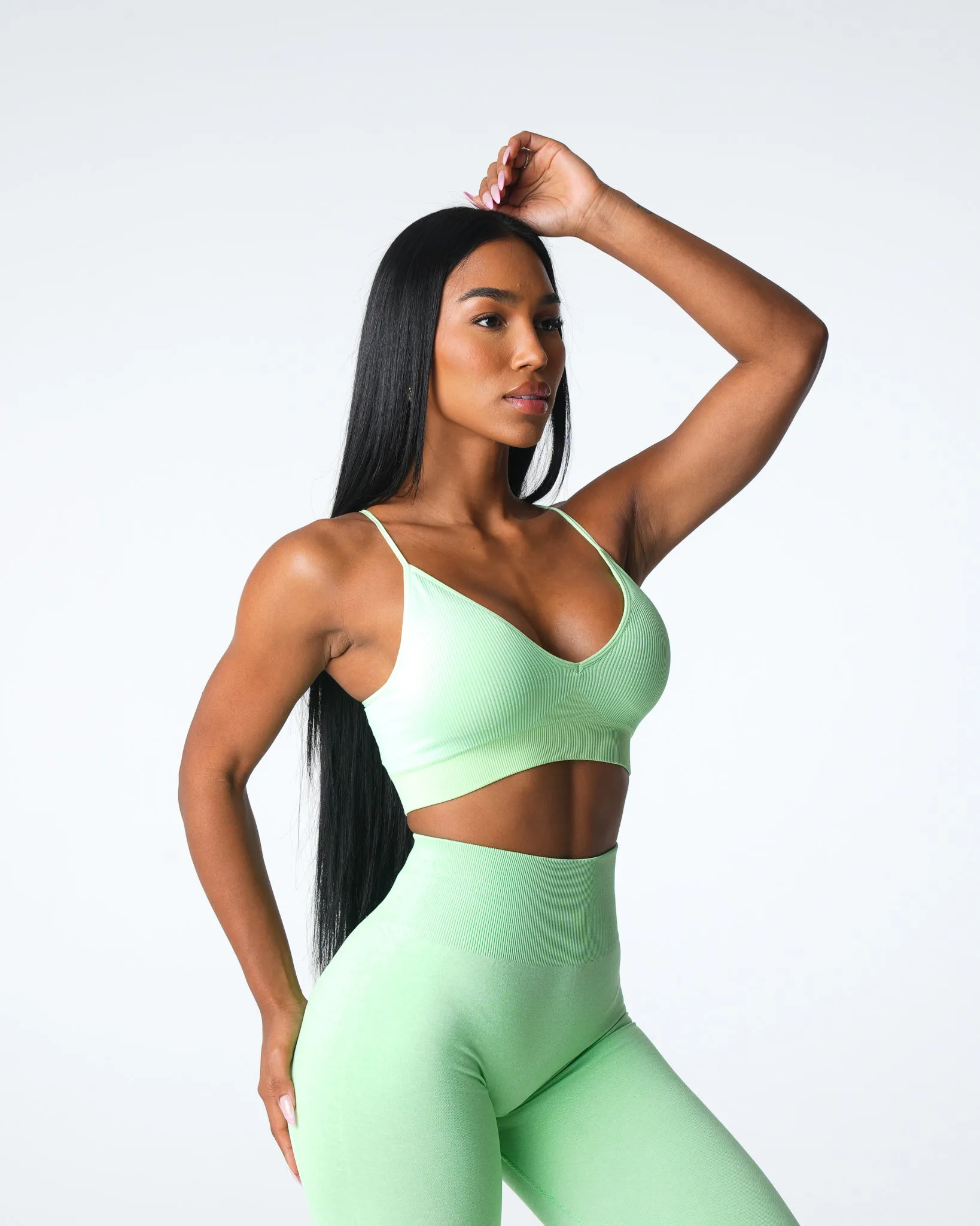 Pistachio Glimpse Ribbed Seamless Bra