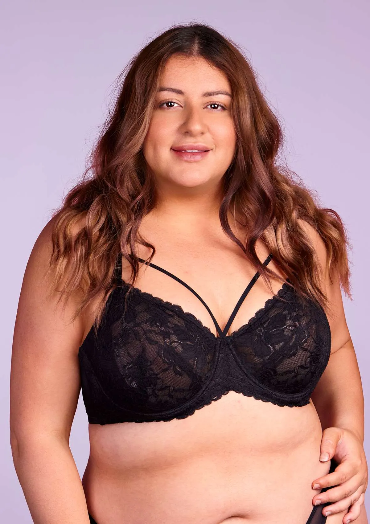 Pretty In Petals Black-Unlined Strappy Lace Bra