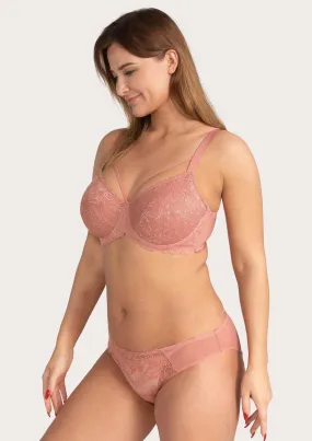 Pretty In Petals Light Coral Unlined Strappy Lace Bra Set