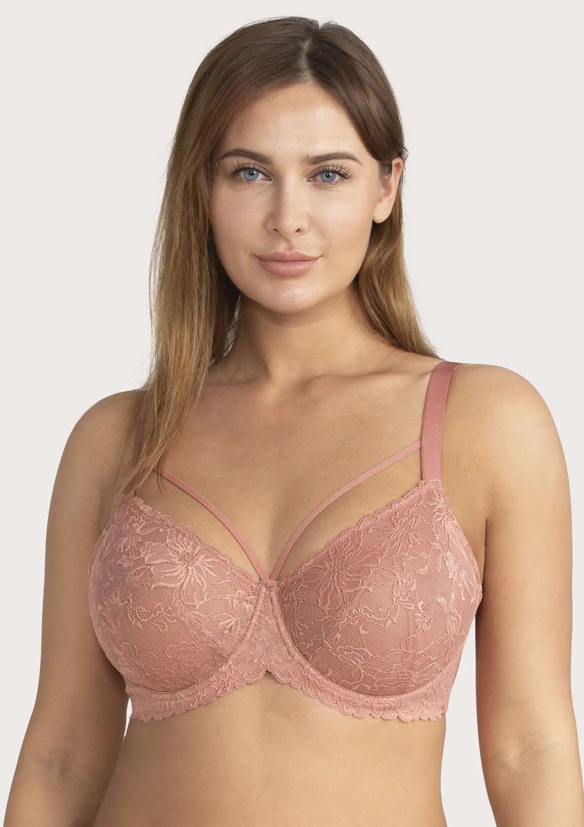 Pretty In Petals Light Coral Unlined Strappy Lace Bra Set