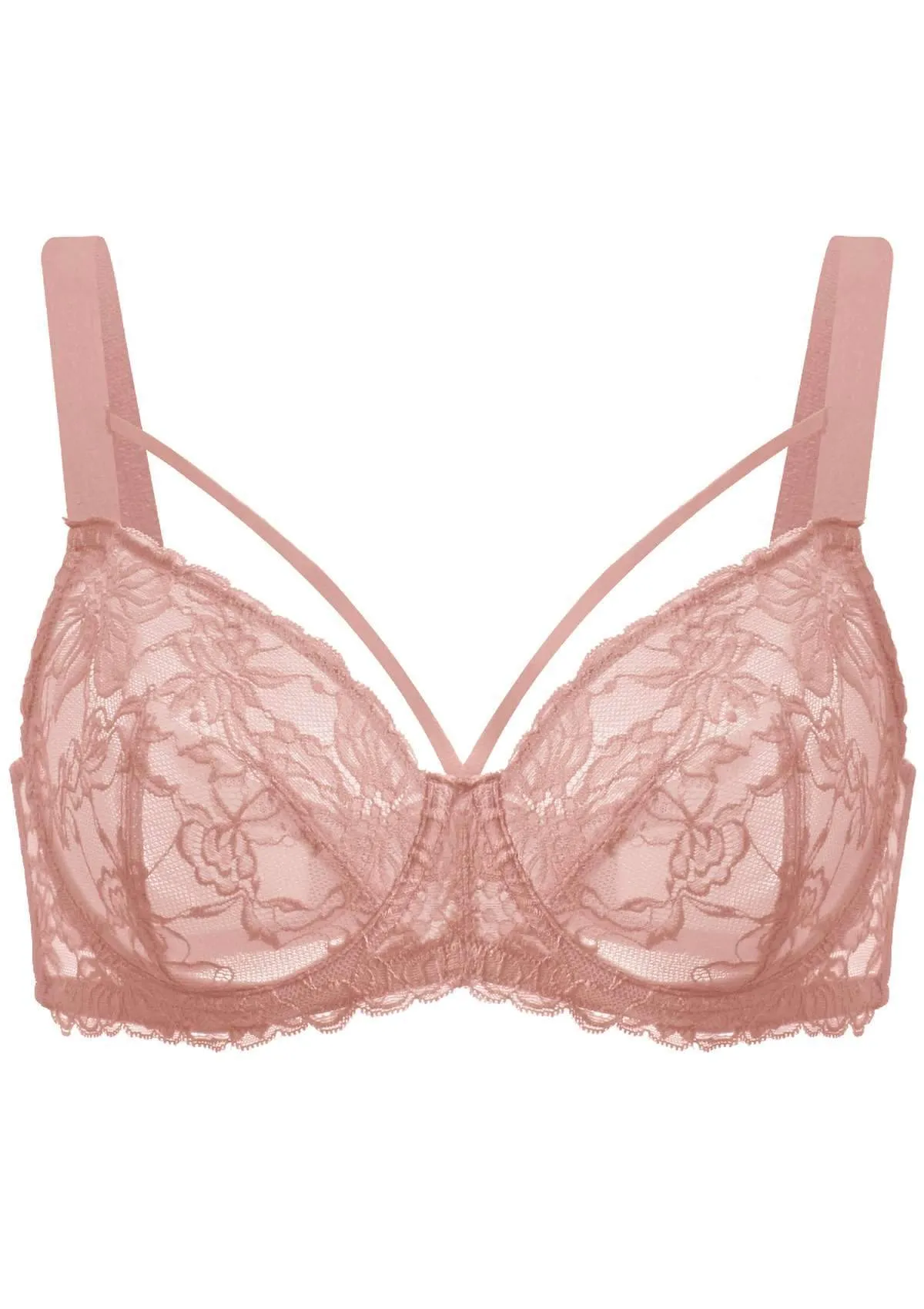 Pretty In Petals Light Coral Unlined Strappy Lace Bra Set