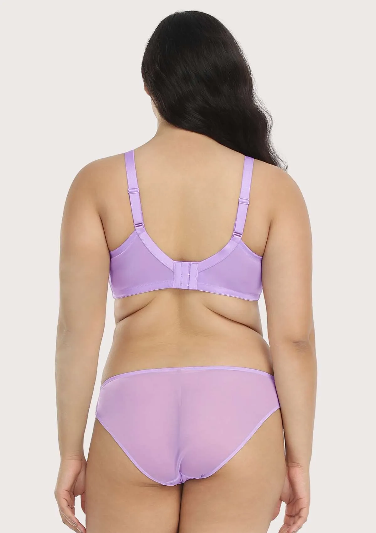 Pretty In Petals Purple Unlined Strappy Lace Underwire Bra Set