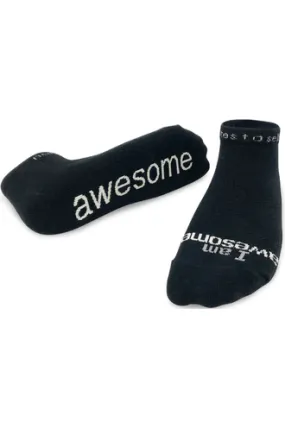 "I Am Awesome" Black Low Cut Sock