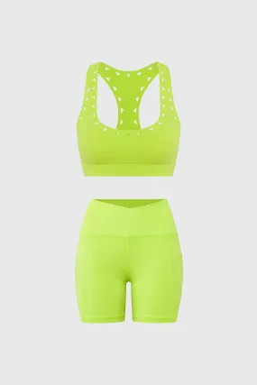 Racerback Laser Cut Sports Bra   V-Waist Vigorous Short