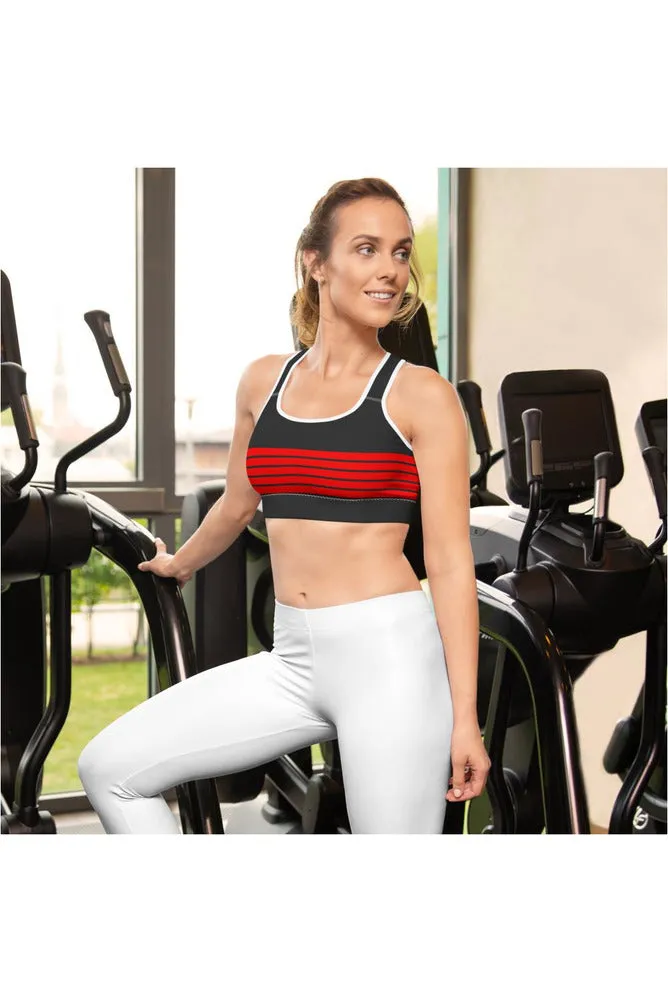 Red Stripes Padded Sports Bra