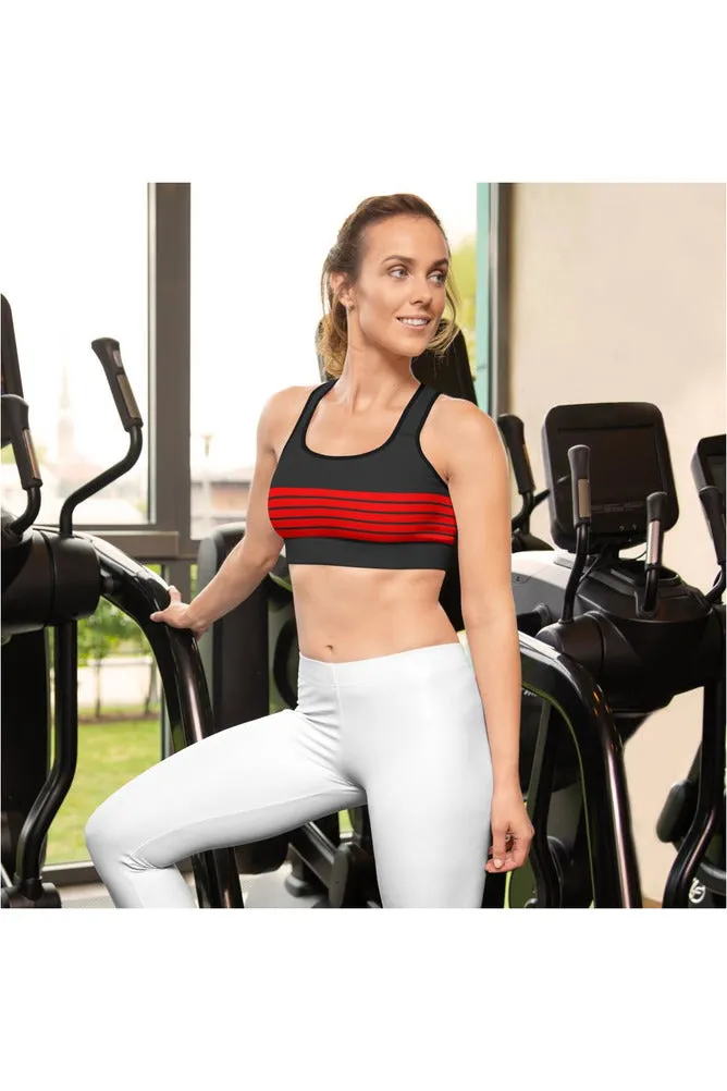 Red Stripes Padded Sports Bra