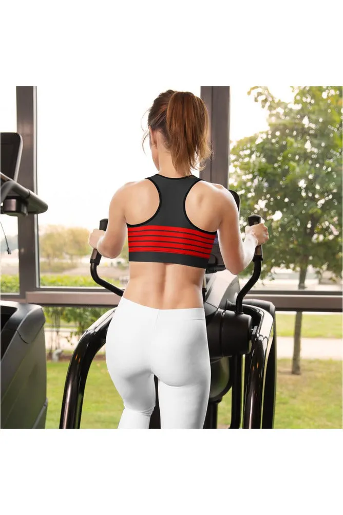 Red Stripes Padded Sports Bra