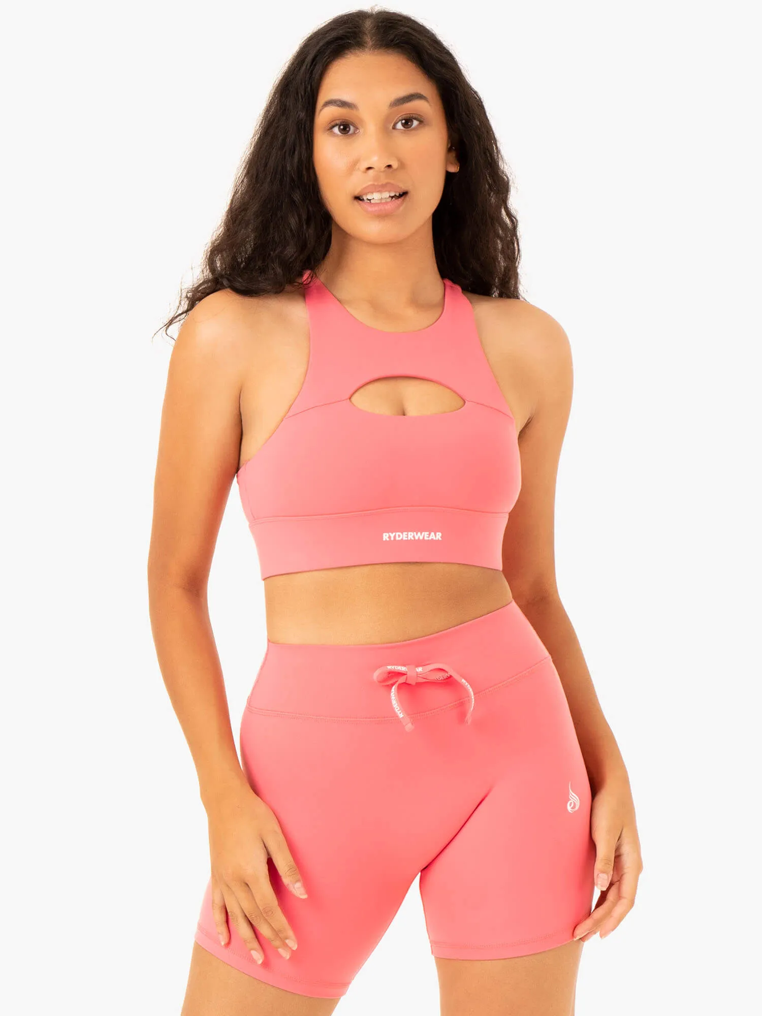 Replay Cut Out Sports Bra - Coral