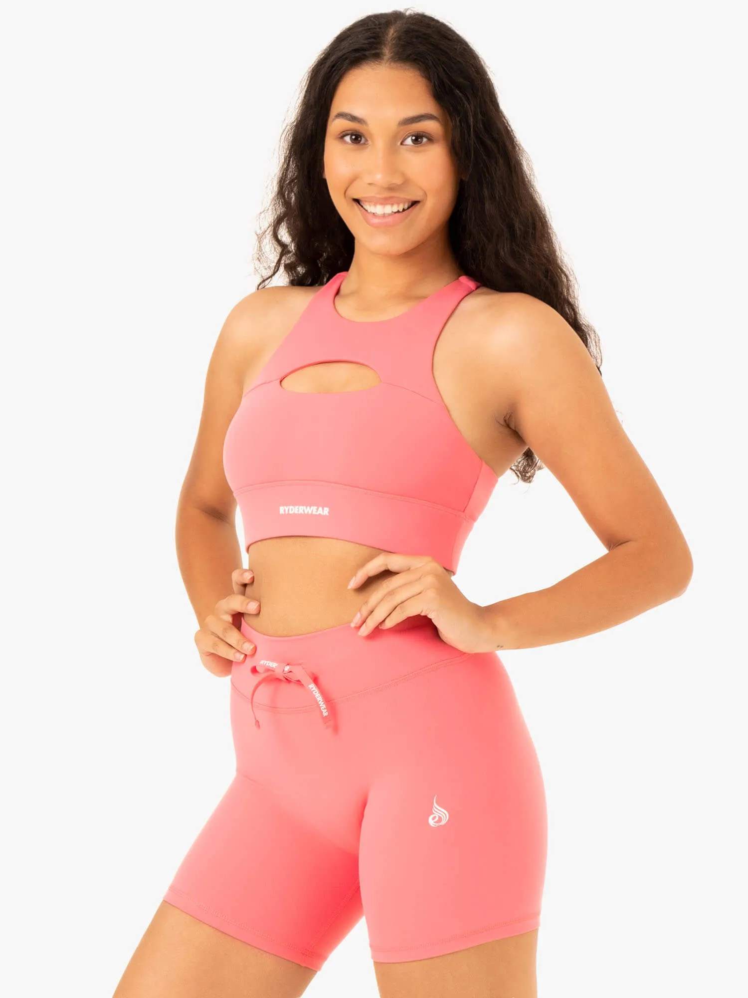 Replay Cut Out Sports Bra - Coral