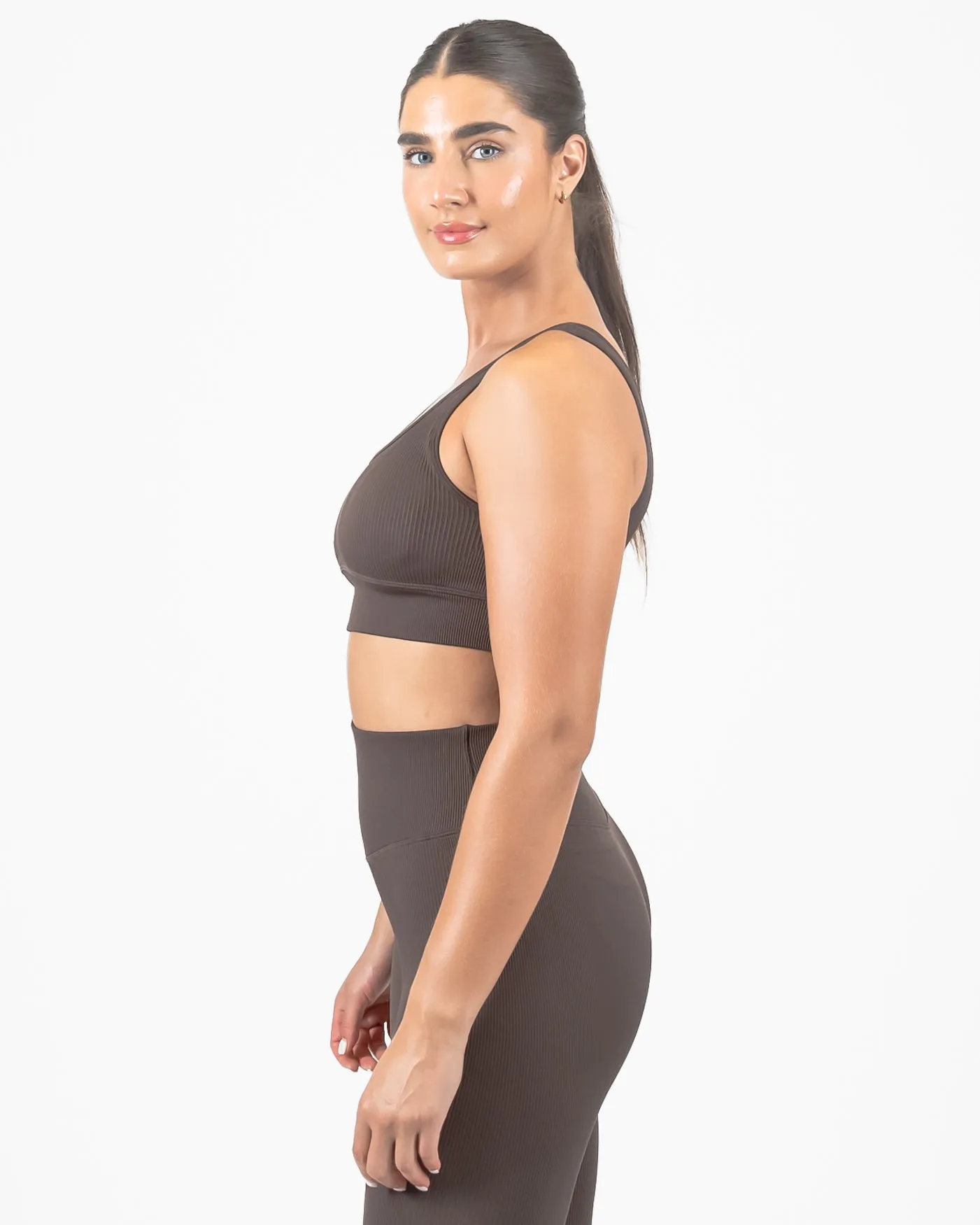 Ribbed Seamless Bra - Espresso - FINAL SALE