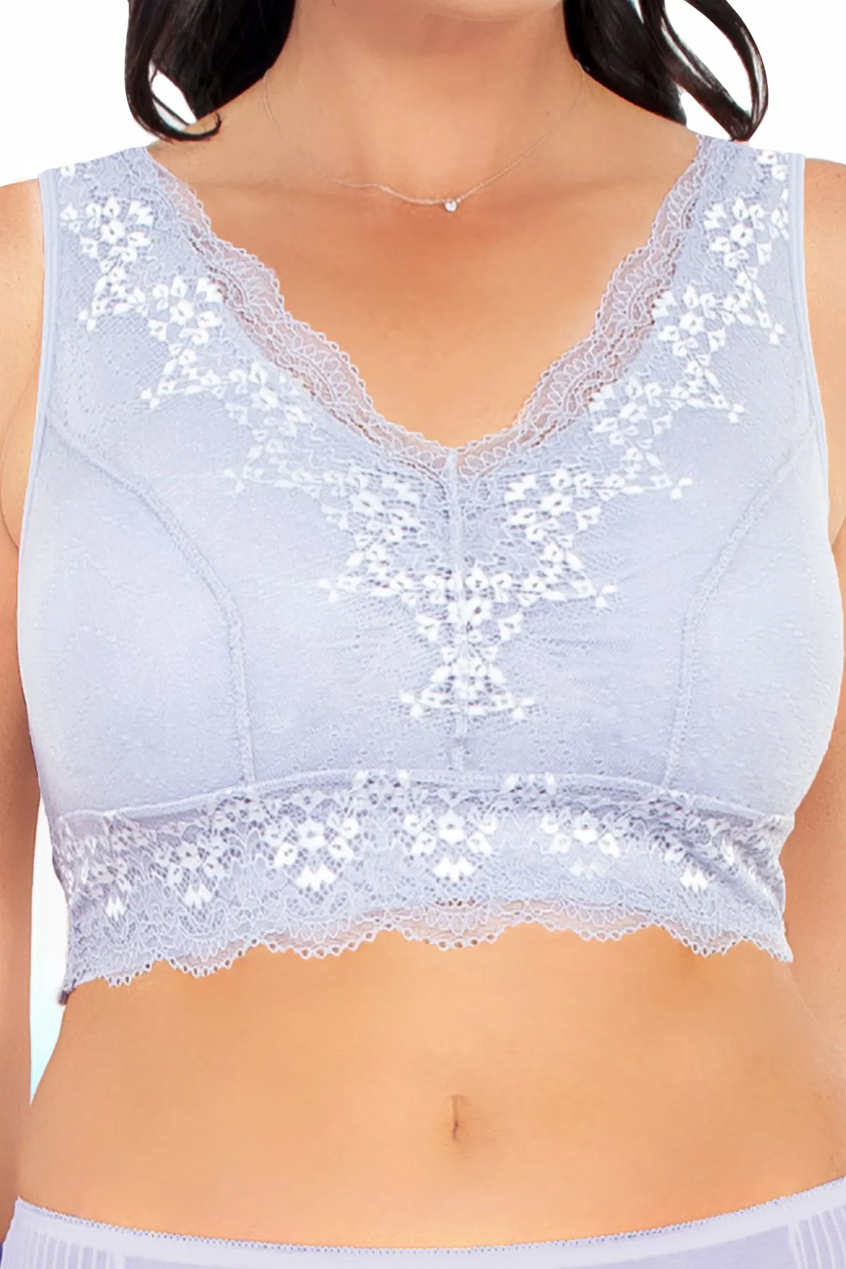 Seamless Bra with Lace Overlay