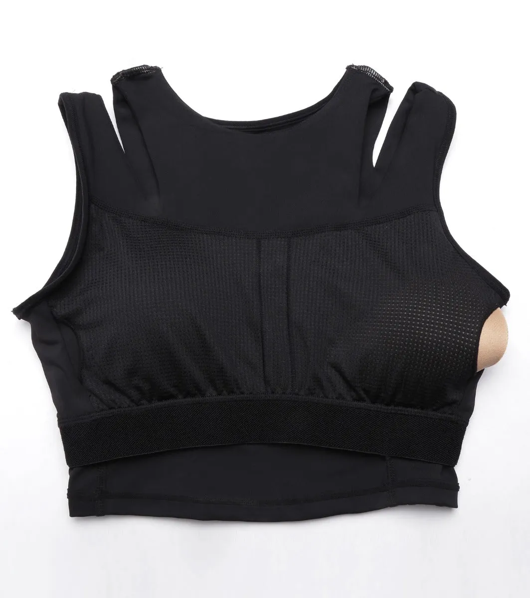 Shelf Bra Crop Vest | Crew Neck Vest With In-Built Shelf Bra Support & Removable Padding