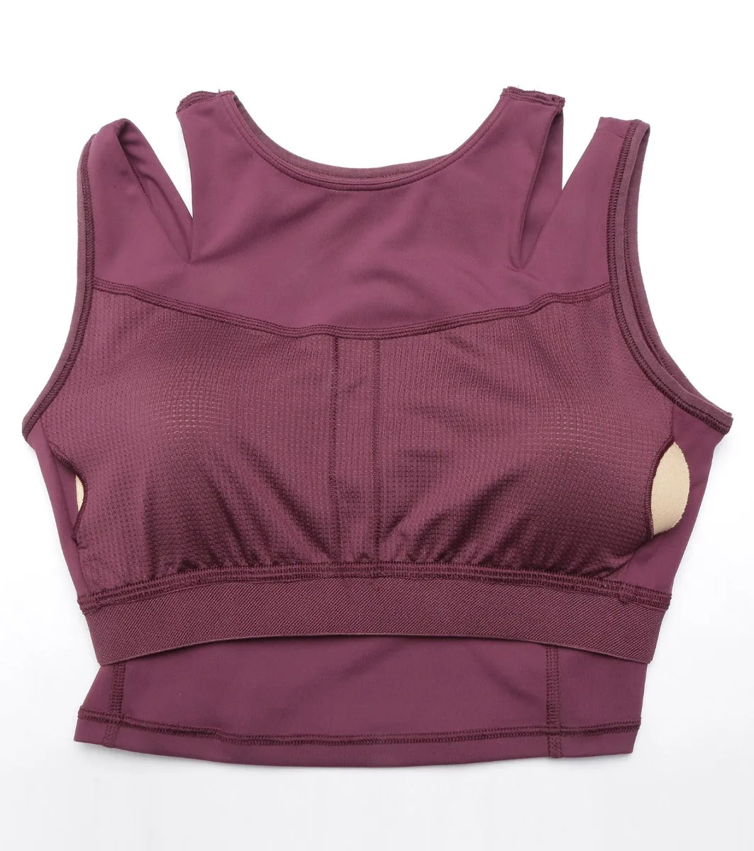 Shelf Bra Crop Vest | Crew Neck Vest With In-Built Shelf Bra Support & Removable Padding