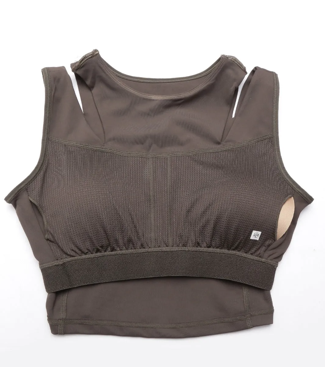 Shelf Bra Crop Vest | Crew Neck Vest With In-Built Shelf Bra Support & Removable Padding