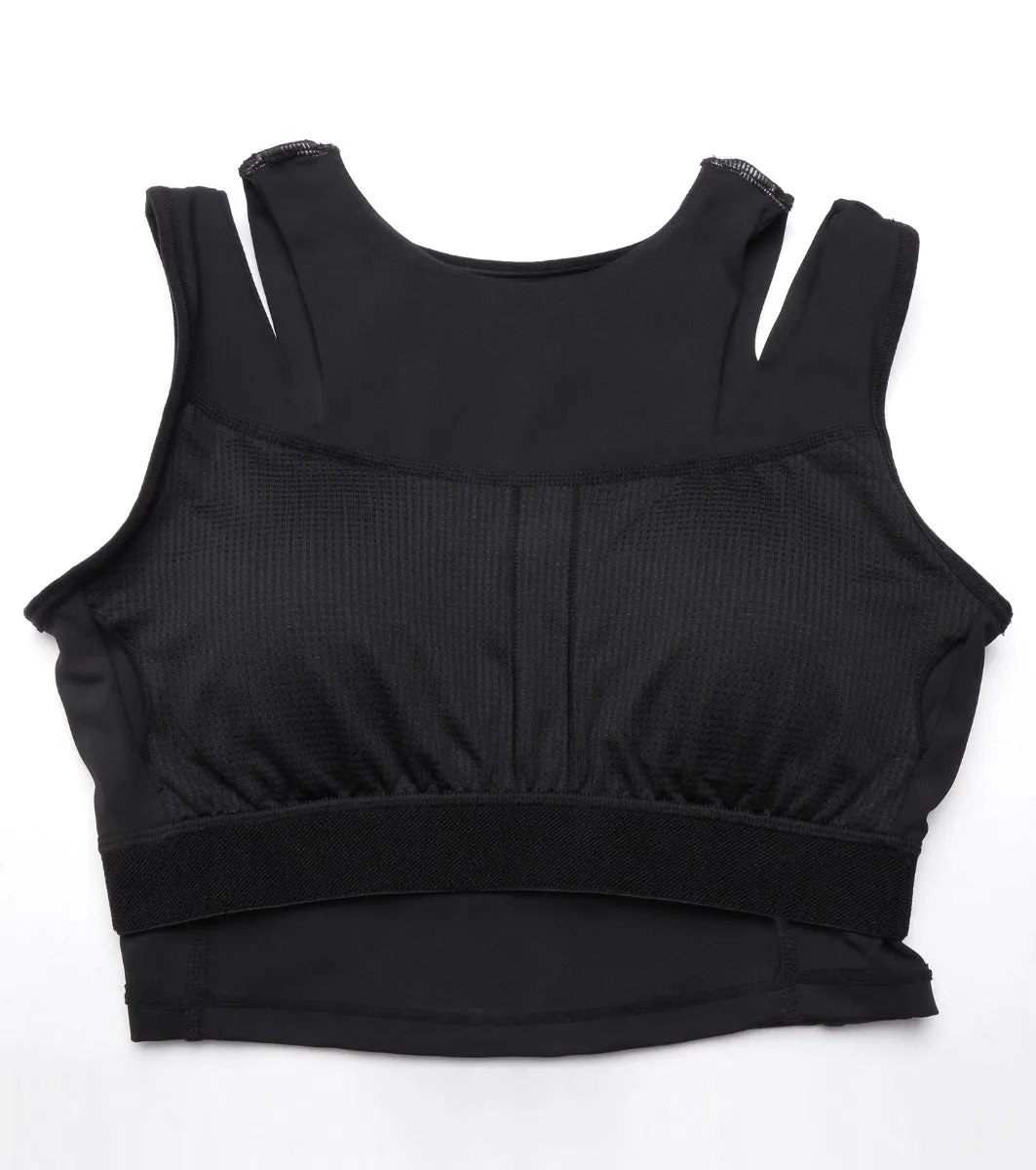 Shelf Bra Crop Vest | Crew Neck Vest With In-Built Shelf Bra Support & Removable Padding