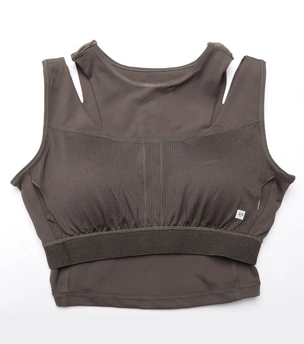 Shelf Bra Crop Vest | Crew Neck Vest With In-Built Shelf Bra Support & Removable Padding