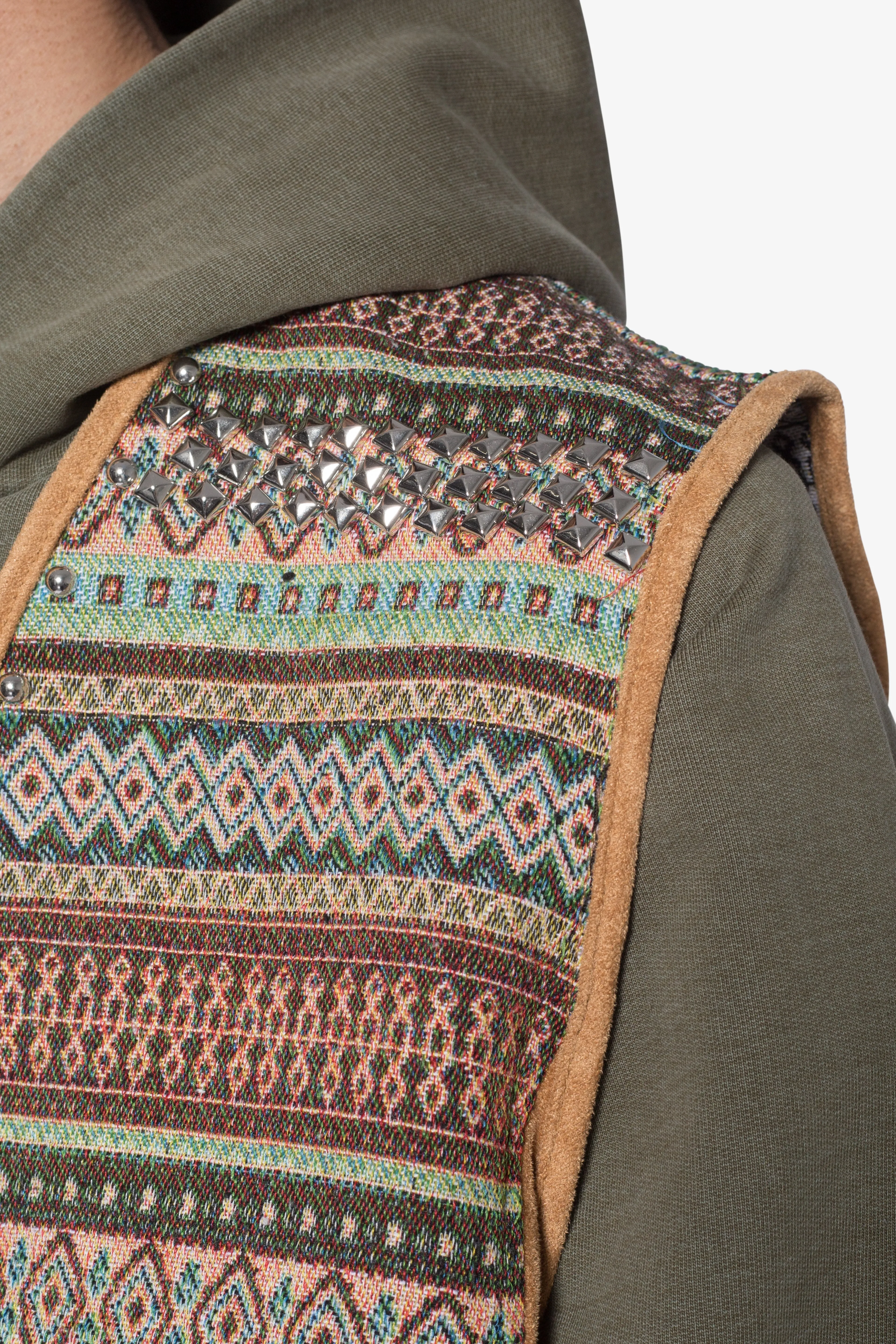 Studded Blanket Vest - Brown