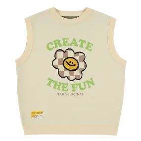 TAKA Original Fun Growing Daisy grandpa style check flower vest