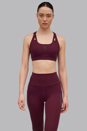 V_SCULPT® CUT OUT SPORTS BRA - Burgundy