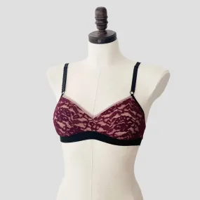 Wine red lace padded bra