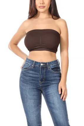 Women's Basic Stretch Seamless Tube Bra Bandeau Top