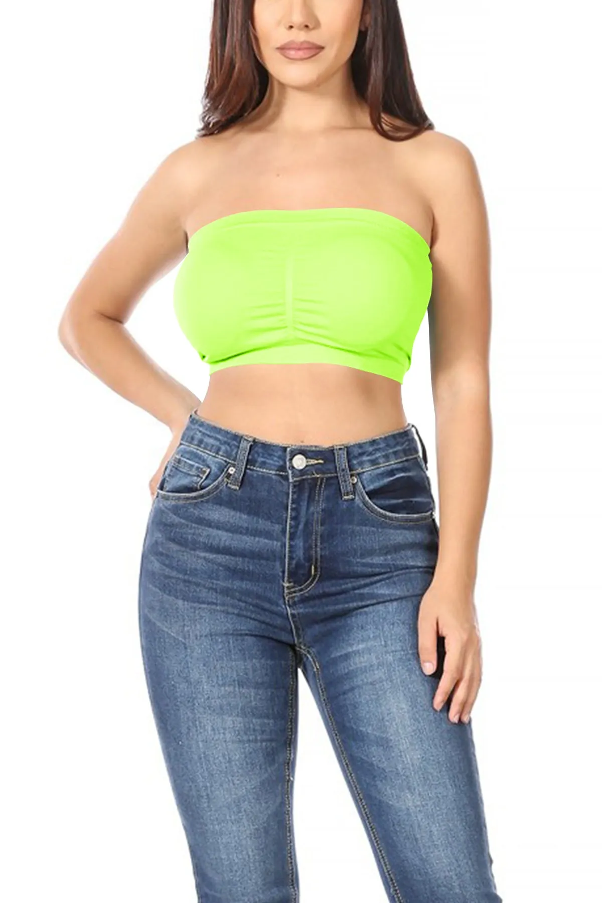 Women's Basic Stretch Seamless Tube Bra Bandeau Top