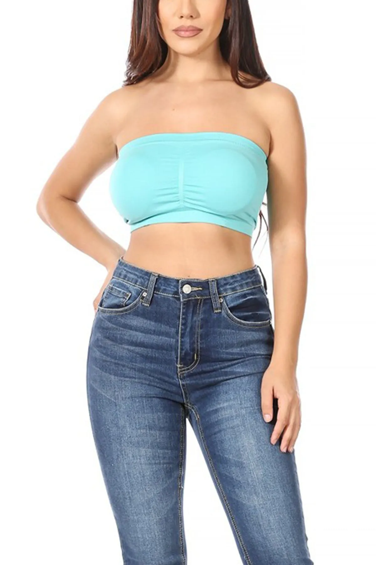 Women's Basic Stretch Seamless Tube Bra Bandeau Top